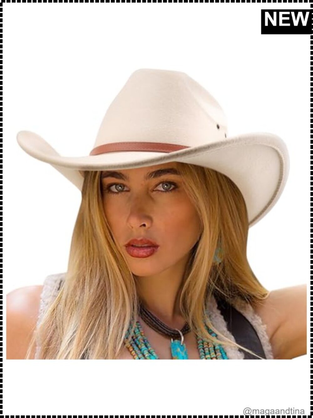 Unisex Western Felt Cowboy Hat Wide Brim Belt Buckle Retro Fedora